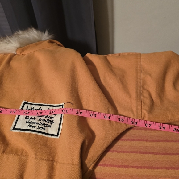 Yellow Fur Hooded Zipper Embellished Fleece Inside Military Coat - Picture 7 of 8